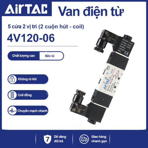 4V120-06 Van điện từ khí nén Airtac (4V120-06 Năm cửa hai vị trí - 5/2)