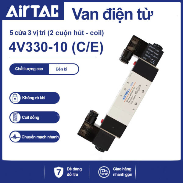 4V330C-08 Van điện từ khí nén Airtac (4V330C-08 Năm cửa ba vị trí - 5/3)