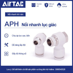 PH12 04 Nối nhanh góc ren ngoài Airtac (PH12-04 Màu trắng)