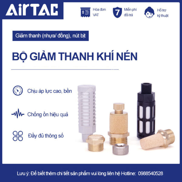BSL-03 Giảm thanh khí nén Airtac (BSL-03 chất liệu đồng)