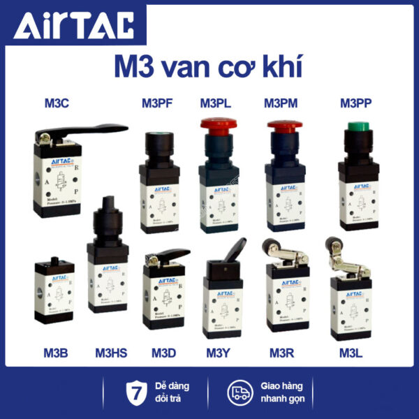 M3C110-06 Van cơ khí khí nén Airtac (M3C11006 ba cửa hai vị trí - 3/2)