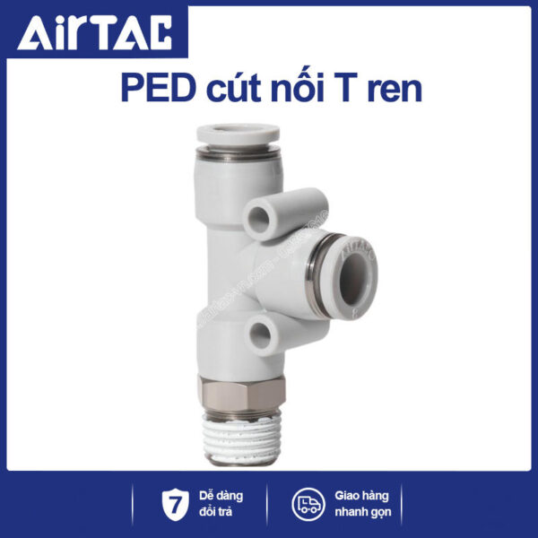 PED06 M8 Nối nhanh tê ren ngoài Airtac (PED06-M8 Màu trắng)
