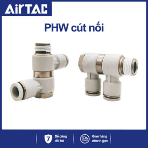 PHW04 01 Nối nhanh góc 2 nhánh Airtac (PHW04-01 Màu trắng)