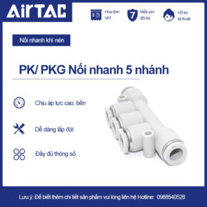 PKG10-8 Nối nhanh 5 cổng lệch Airtac (PKG10-8 Màu trắng)