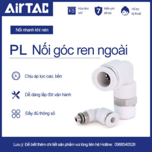 PL04 M3 Nối nhanh góc ren ngoài Airtac (PL04-M3 Màu trắng)